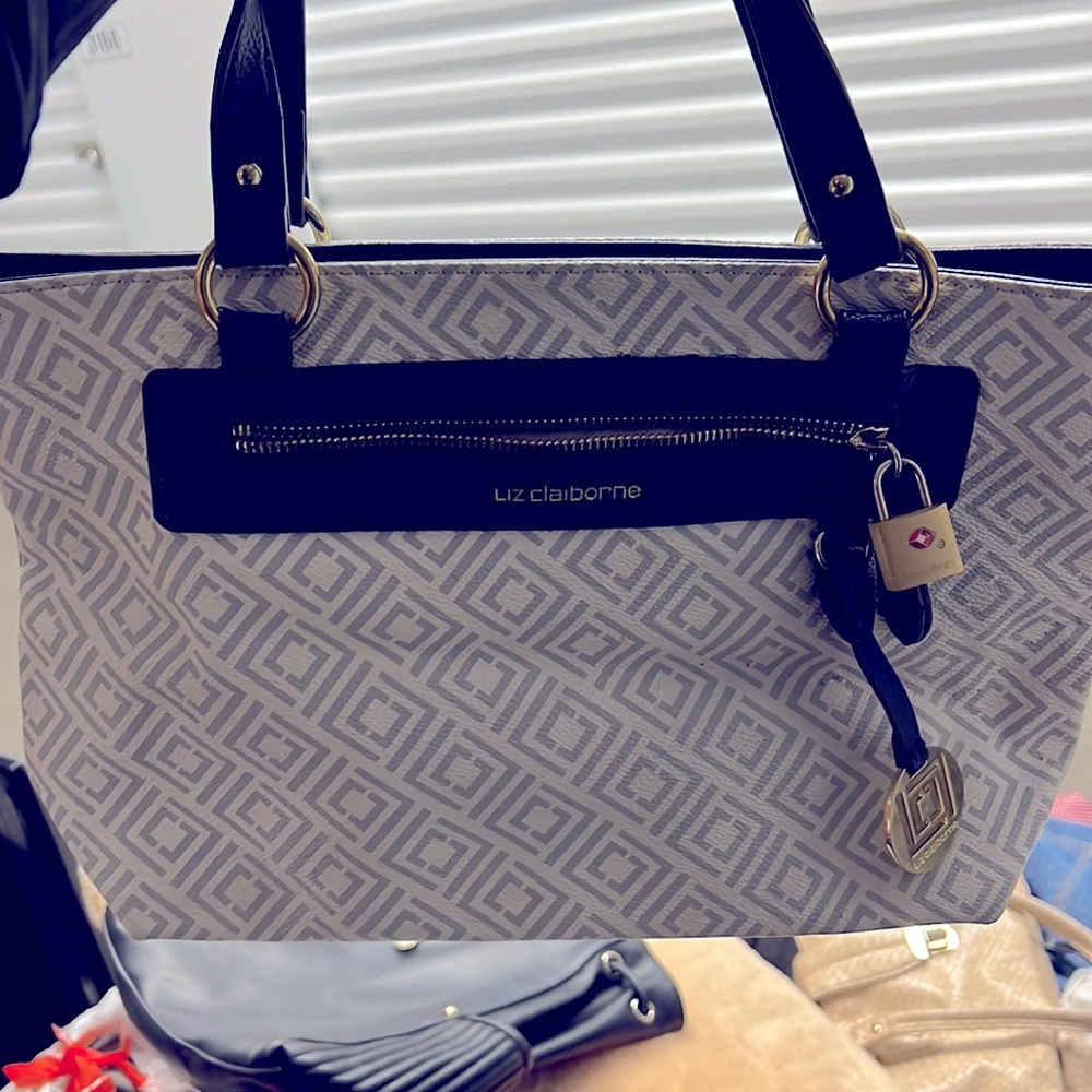 White and Blue Liz Claiborne Purse